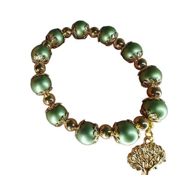 Handmade Gold Charm Beaded Bracelet - Picture 1 of 2